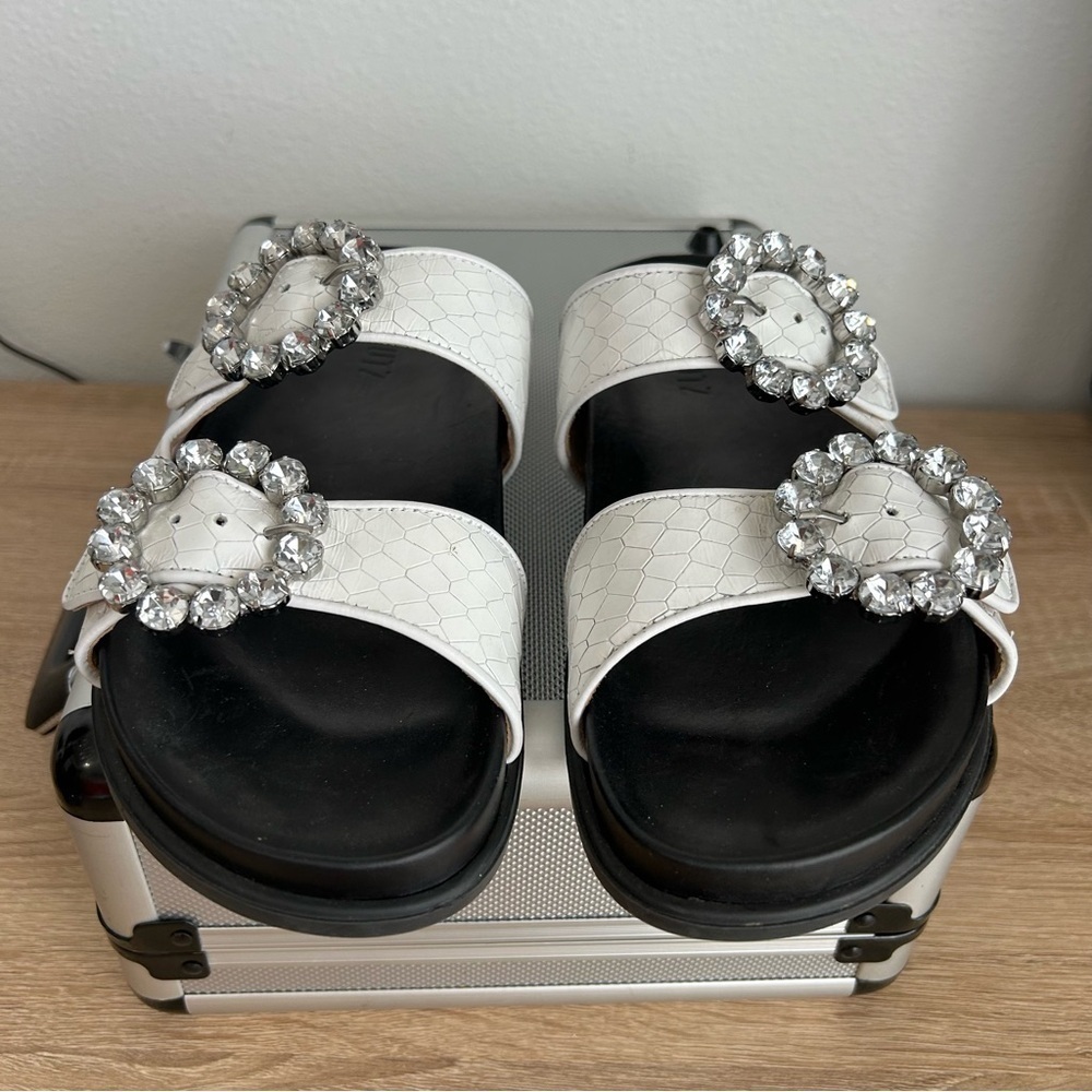 SCHUTZ Arial Sandals w/Rhinestone‎ Buckles Size 9.5